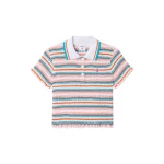 Casablanca Multicolour Striped Shirred Short Sleeve Polo Shirt