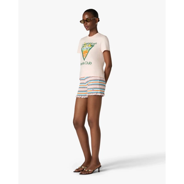 Casablanca Multicolour Striped Shirred Shorts, view 2