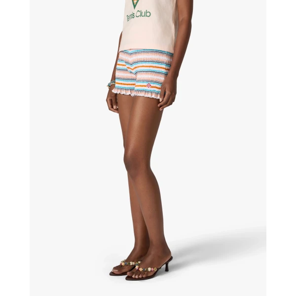 Casablanca Multicolour Striped Shirred Shorts, view 4