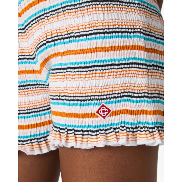 Casablanca Multicolour Striped Shirred Shorts, view 5