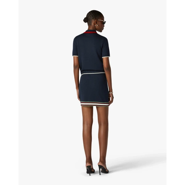 Casablanca Navy Merino Mini Skirt, view 3