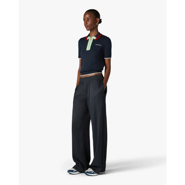 Casablanca Navy Merino Short Sleeve Polo Shirt, view 2