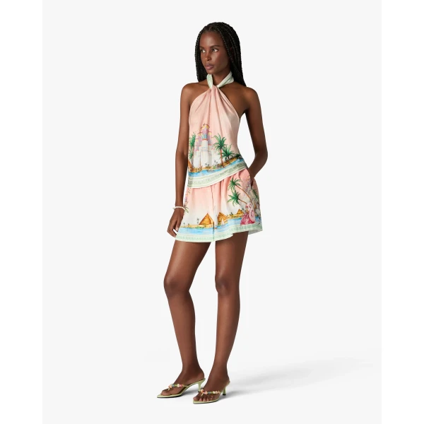 Casablanca Pink Ethereal Cotton Mini Skirt, view 2