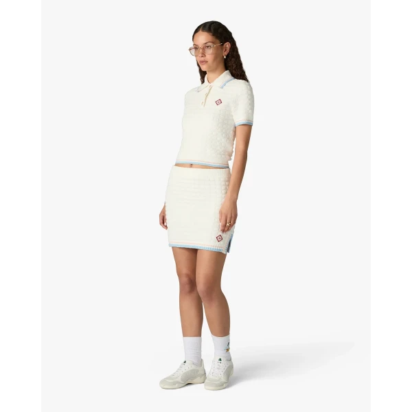 Casablanca White Boucle Tennis Mini Skirt, view 2