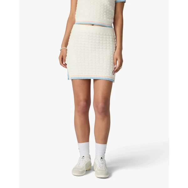 Casablanca White Boucle Tennis Mini Skirt, view 4