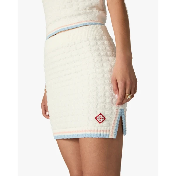 Casablanca White Boucle Tennis Mini Skirt, view 5
