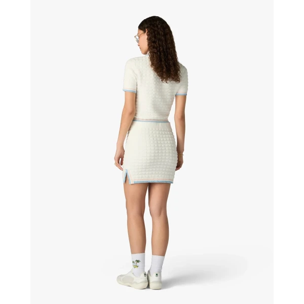 Casablanca White Boucle Tennis Short Sleeve Polo Shirt, view 3