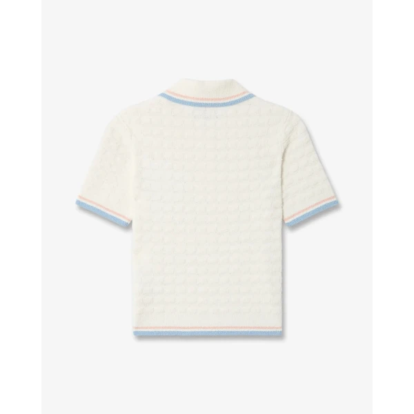 Casablanca White Boucle Tennis Short Sleeve Polo Shirt, view 6