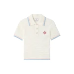 Casablanca White Boucle Tennis Short Sleeve Polo Shirt