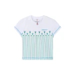 Casablanca White Floral Stripe Sporty Quarter Zip Tennis Top