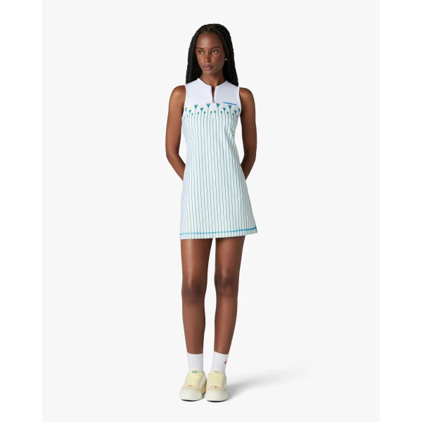 Casablanca White Floral Stripe Sporty Tennis Mini Dress, view 2