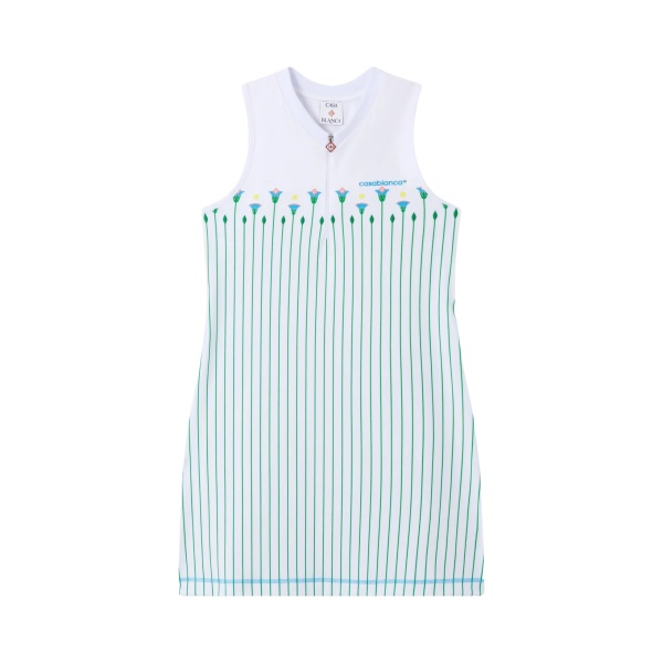 Casablanca White Floral Stripe Sporty Tennis Mini Dress