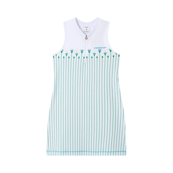 Casablanca White Floral Stripe Sporty Tennis Mini Dress