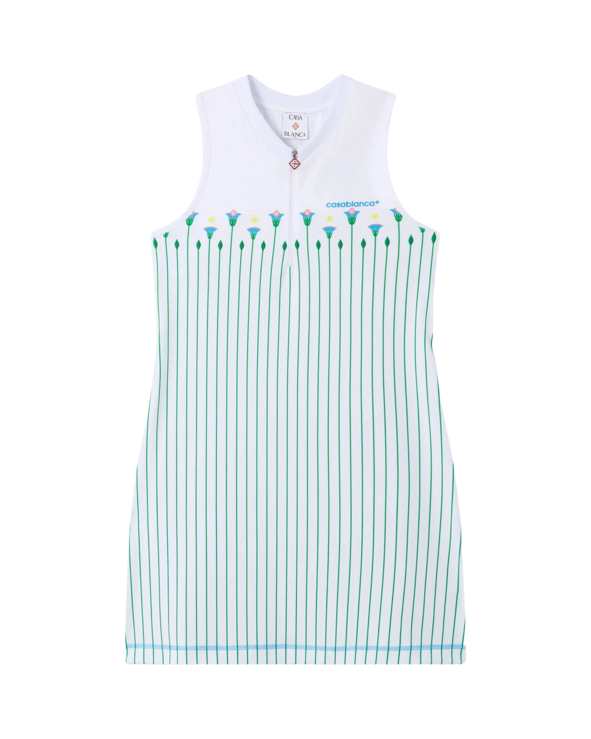 White Floral Stripe Sporty Tennis Mini Dress