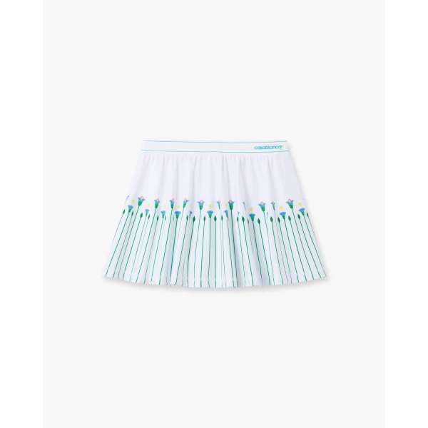 Casablanca White Floral Stripe Sporty Tennis Mini Skirt, view 6