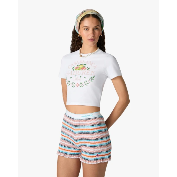 Casablanca White Ladurée x Casablanca Cropped Baby Short Sleeve T-Shirt, view 4