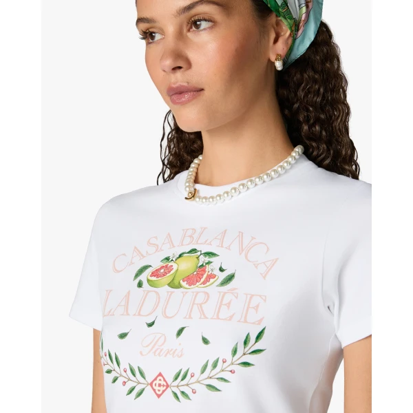Casablanca White Ladurée x Casablanca Cropped Baby Short Sleeve T-Shirt, view 5