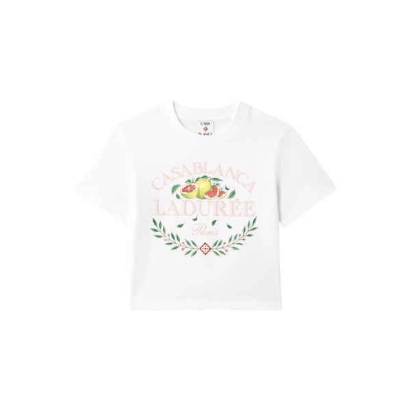 Casablanca White Ladurée x Casablanca Cropped Baby Short Sleeve T-Shirt