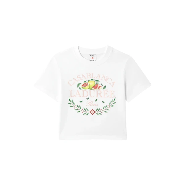 Casablanca White Ladurée x Casablanca Cropped Baby Short Sleeve T-Shirt