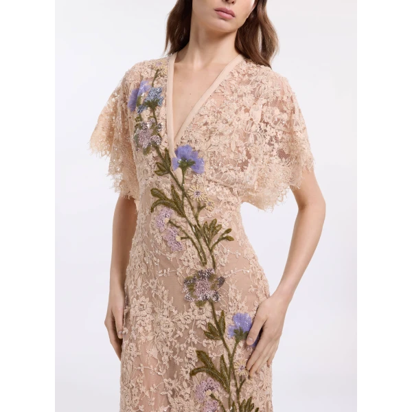 Elie Saab Bead Embroidered Lace Dress, view 4