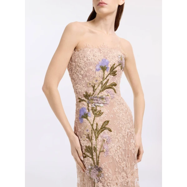 Elie Saab Bead Embroidered Lace Dress, view 4