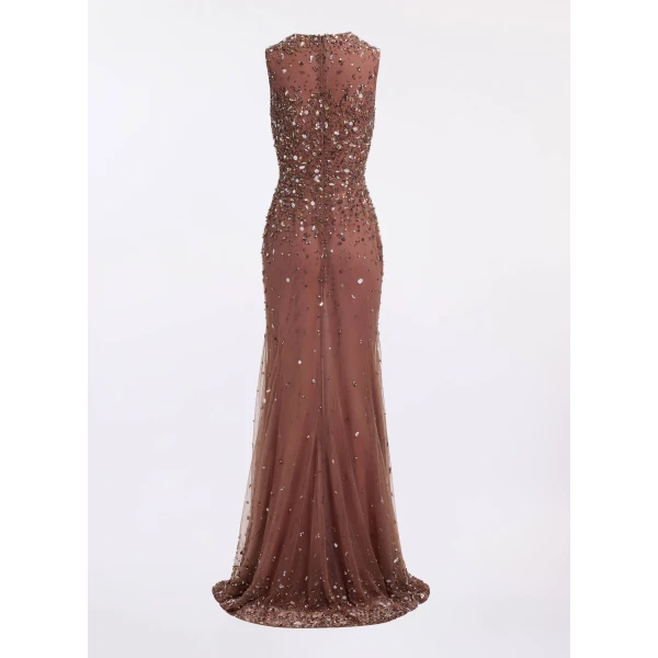 Elie Saab Bead Embroidered Long Dress, view 5