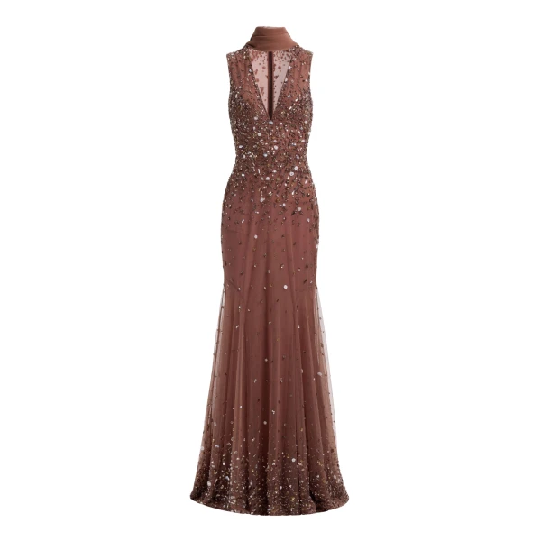 Bead Embroidered Long Dress