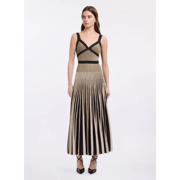 Elie Saab Golden Knit Lurex Dress, view 2