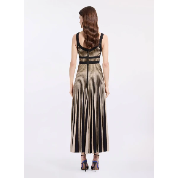 Elie Saab Golden Knit Lurex Dress, view 3
