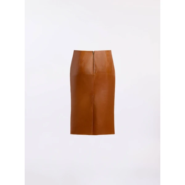 Elie Saab Leather Midi Skirt, view 4