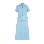 Emilia Wickstead Alexina Dress in Pale Blue Single Wool Crepe