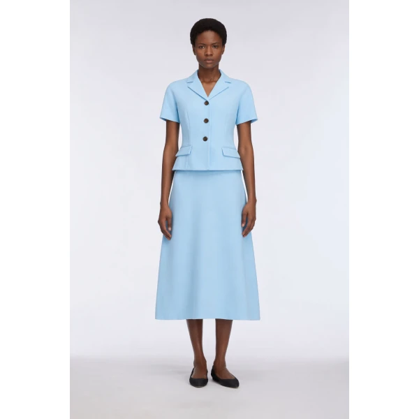 Emilia Wickstead Alexina Dress in Pale Blue Single Wool Crepe, view 2