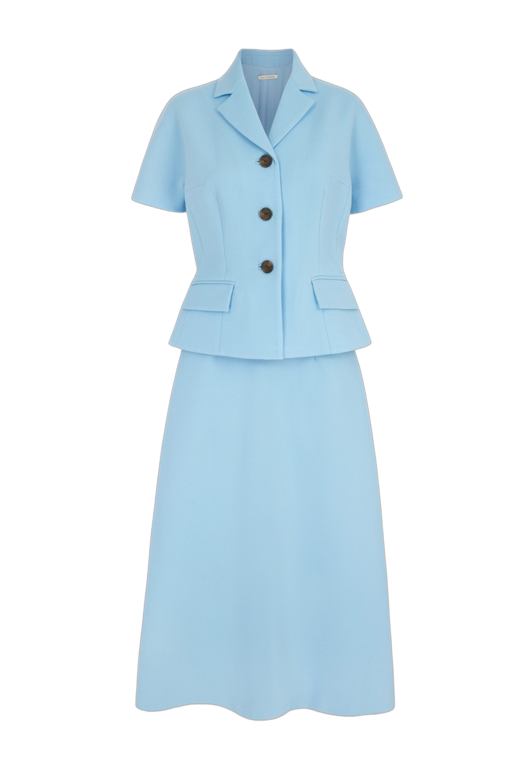 Emilia Wickstead Alexina Dress in Pale Blue Single Wool Crepe