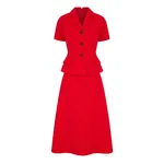Emilia Wickstead Alexina Dress in Red Single Wool Crepe