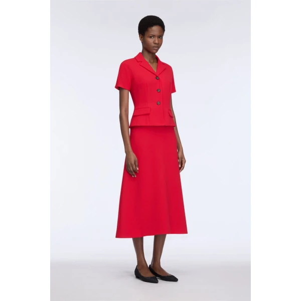 Emilia Wickstead Alexina Dress in Red Single Wool Crepe, view 4