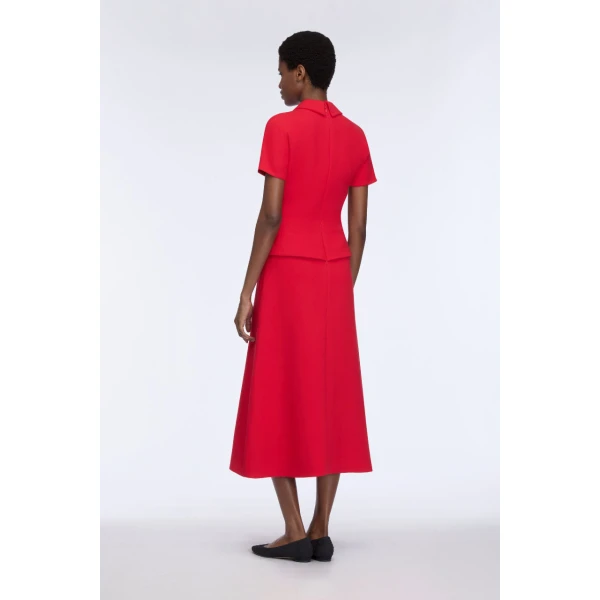 Emilia Wickstead Alexina Dress in Red Single Wool Crepe, view 5