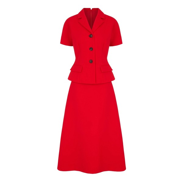 Emilia Wickstead Alexina Dress in Red Single Wool Crepe