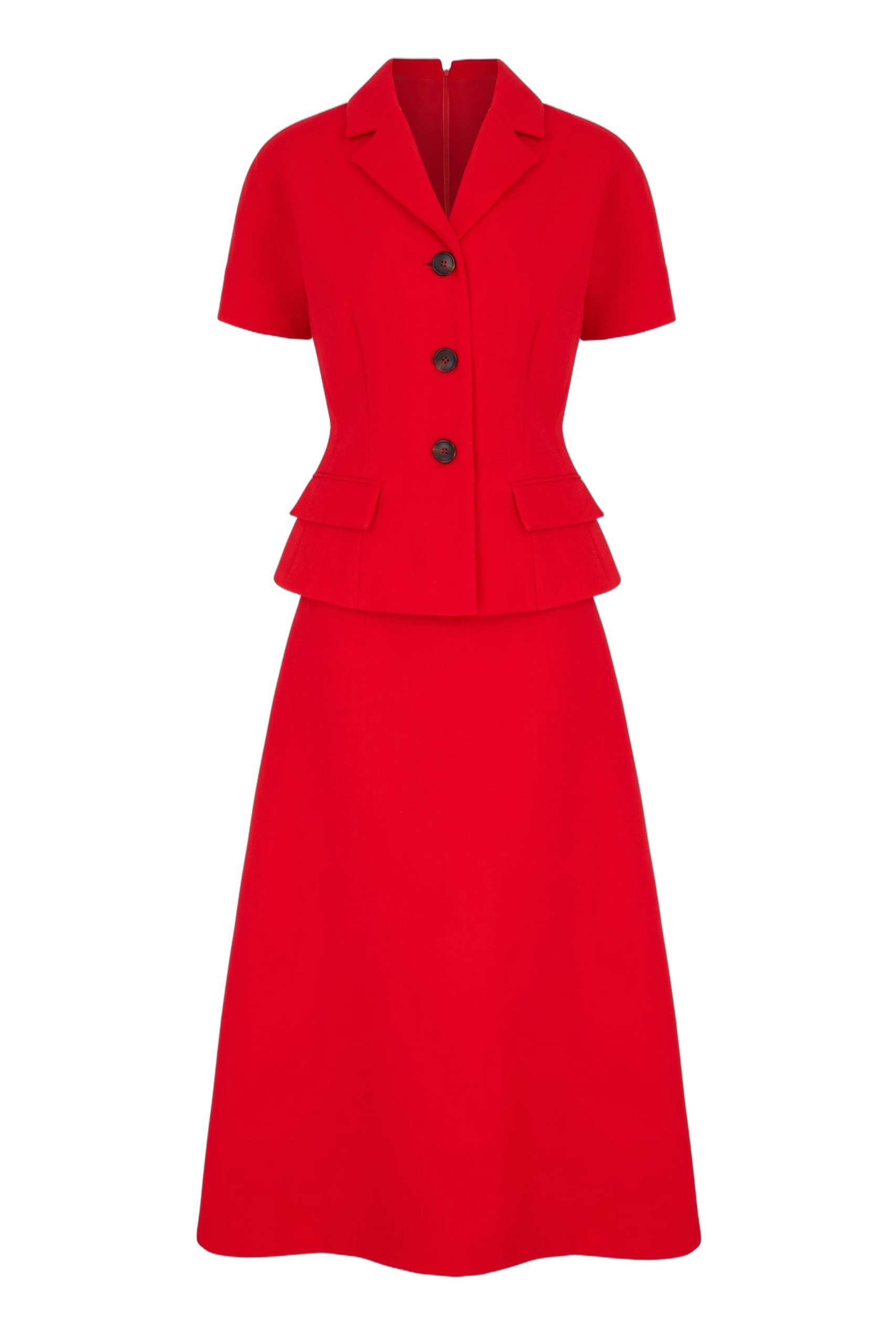 Emilia Wickstead Alexina Dress in Red Single Wool Crepe