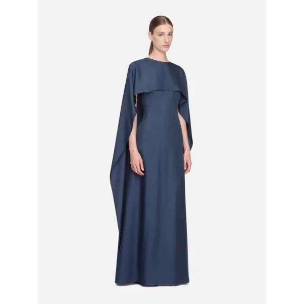 Emilia Wickstead Alphonse Dress in Navy Silk Twill, view 2