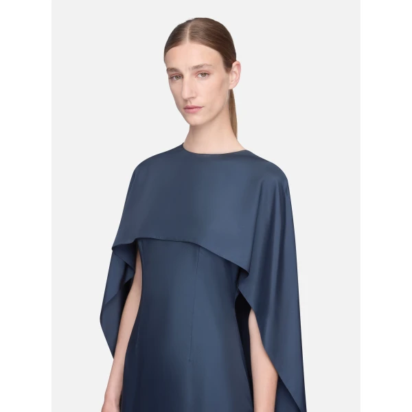 Emilia Wickstead Alphonse Dress in Navy Silk Twill, view 4