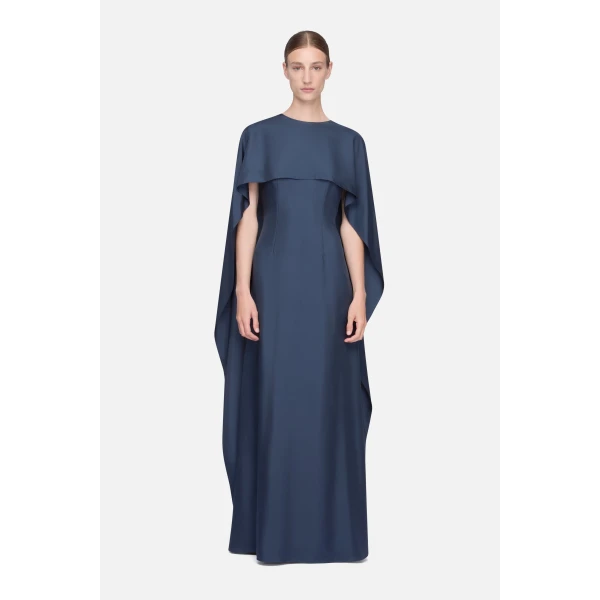 Emilia Wickstead Alphonse Dress in Navy Silk Twill, view 6