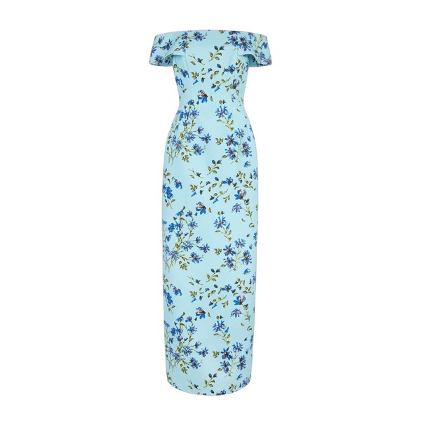 Emilia Wickstead Antep Dress in Blue Magnolia Taffeta Faille