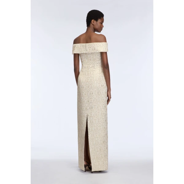Emilia Wickstead Antep Dress in Gold Metallic Jacquard, view 5