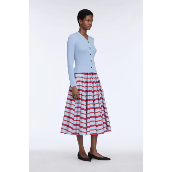 Emilia Wickstead Ash Cardigan in Baby Blue Merino Wool, view 2