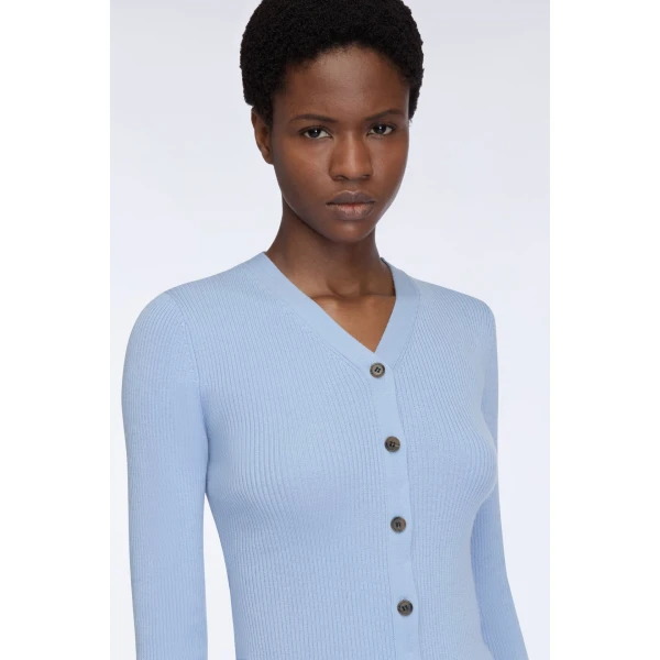 Emilia Wickstead Ash Cardigan in Baby Blue Merino Wool, view 4