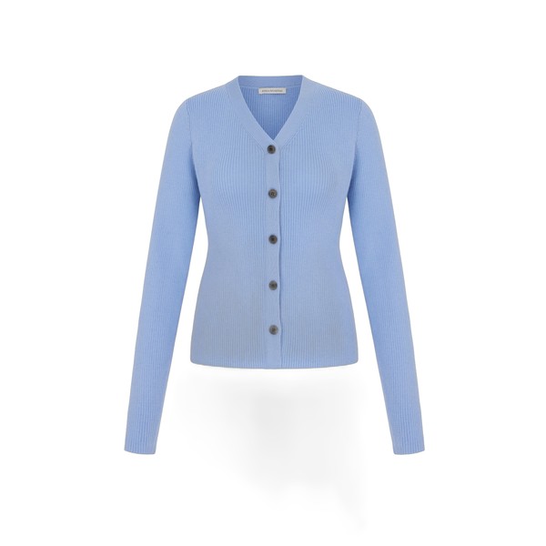 Emilia Wickstead Ash Cardigan in Baby Blue Merino Wool