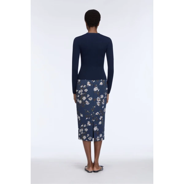 Emilia Wickstead Ash Cardigan in Navy Merino Wool, view 5