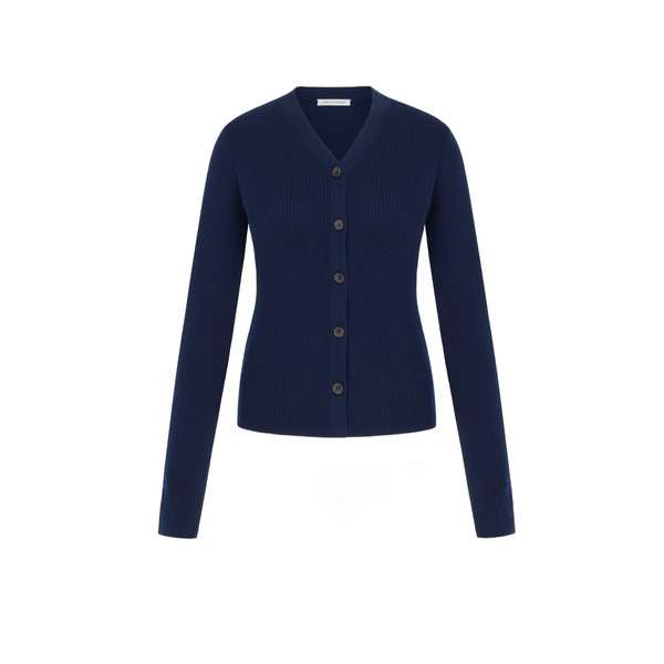 Emilia Wickstead Ash Cardigan in Navy Merino Wool