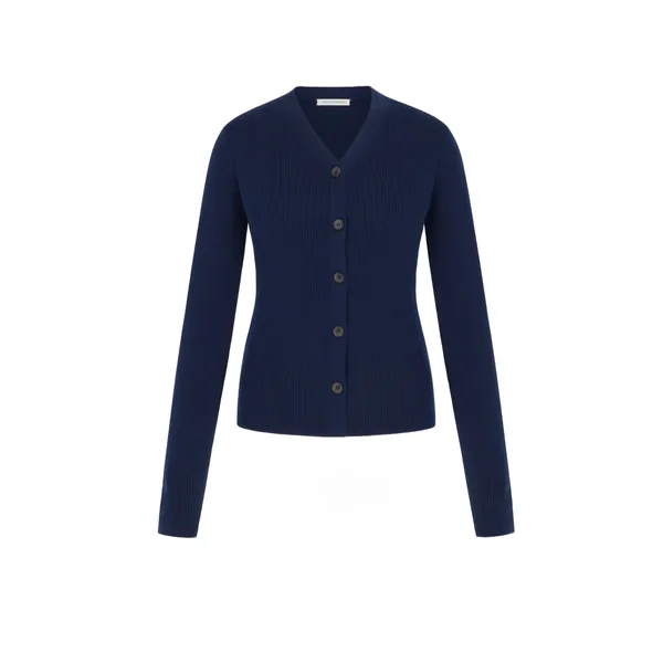 Emilia Wickstead Ash Cardigan in Navy Merino Wool