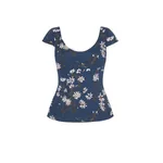 Emilia Wickstead Aubriella Top in Midnight Magnolia Taffeta Faille